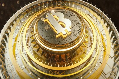 Vast Bitcoin mining farm with rows of miners optimizing hash power
