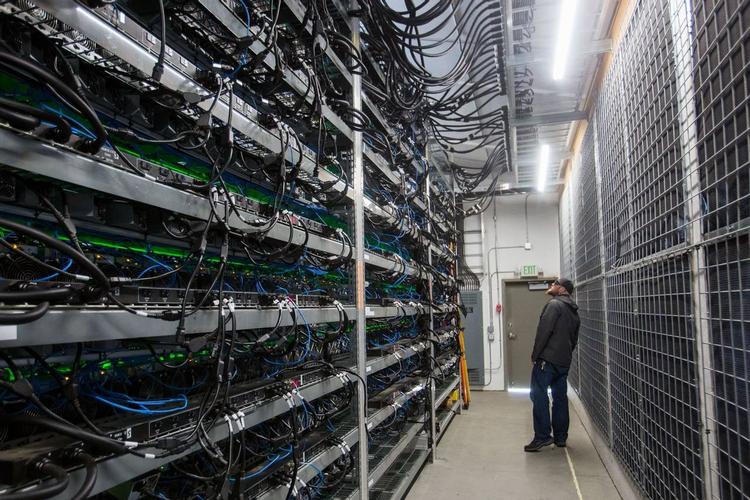 A close-up view of a cutting-edge mining rig integrated with advanced cooling solutions and AI-driven monitoring tools
